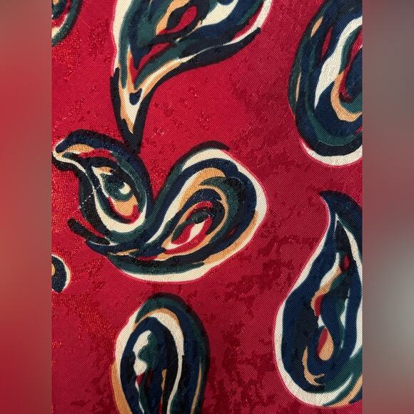 L’uomo italin silk red blue paisley vintage 80s 90s style men’s tie - Picture 8 of 12